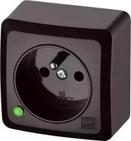 Elektro Plast Nasielsk 3733-05 BERG Viengubas lizdas paviršinis 2P+Z 16A ruda 3733-05