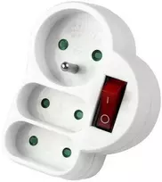 Connect It Konnoc DX-FZBK 1 x apvalus 2 x plokščias lizdas su jungikliu