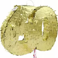 GoDan Piñata numeris 60 metalinė auksinė folija 50x50cm