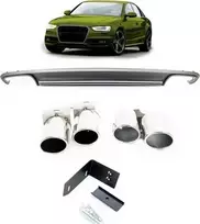 MTuning Galinis difuzorius su išmetimo antgaliais AUDI A4 B8 Facelift 2011-2015 m.