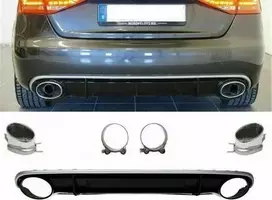 Mtuningas galinis difuzorius su išmetimo antgaliais AUDI A4 B8 pre-facelift 2008-2011 m.