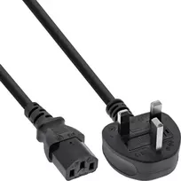 Kabelis zasilający InLine® Maitinimo kabelis JK/Anglijos kištukas prie 3 kontaktų IEC C13, juodas, 5 m