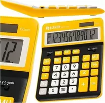 Eleven ELEVEN Calculator Juodas biuro skaičiuotuvas CDC120BKOR balti ir oranžiniai klavišai ir oranžinis rėmelis aplink ekraną