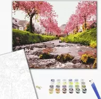 Brushme ŠEPETĖLIS Paveikslas pagal numerius ŠEPETĖLIS, 40x50 cm, upė prie vyšnios, 1 vnt.