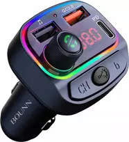 FM siųstuvas Bounn automobilinis įkroviklis QC3.0+PD18W C14