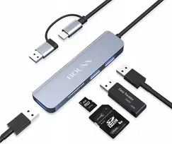 HUB USB Bounn Adapteris 5w2 USB / Type-C į USB3.0+USB2.0*2+SD/TF