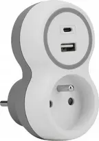 Plastrol Vieno prievado tinklo skirstytuvas + USB-A + USB-C