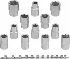 Rockforce Socket rinkinys 12 vnt. 1/2" (6 taškų) (10-19,22,24 mm) ant juostelės