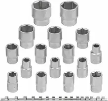 Rockforce Socket rinkinys 16 vnt. 1/2 colio (6 taškų) (10-19,21,22,24,27,30,32 mm) ant juostelės