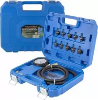 Rockforce Oil slėgio testeris komplektuojamas su srieginiais adapteriais (0-10bar) 12 vnt. lagamine