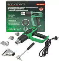 Rockforce elektrinis šilumos pistoletas su antgaliais (230V, 50/60Hz, 2000W, 60-600 laipsnių, 300-500l/min)