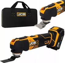 JCB 18V vibruojantis daugiafunkcis įrankis (2Ah baterija, įkroviklis, krepšys)