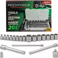 Įrankių rinkinys Rockforce Įrankių rinkinys 3/8" 20el. su nasadkami (6-22mm), adapterami i przedłużkami