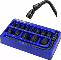 Forsage Smūginių antgalių rinkinys 1/2'' 15 vnt. (šešiabriaunių) (10-32mm)