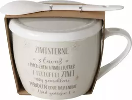 Boltze porcelianinis puodelis su dangteliu ir šaukštu, KEPĖLĖ, 600 ml
