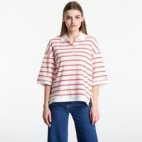 Tommy Hilfiger Multistp Oversized Ss Polo Tee Multi Stp Ecru / Fire Red - Dydis M (WW0WW50026 0E2 Marškinėliai)