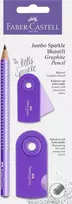 *Pieštukų rinkinys Faber-Castell Jumbo Sparkle, su drožtuku ir trintuku, violetinės spalvos