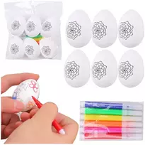 Lean Toys Jajka Velykiniai putplasčio kiaušiniai dažymui žymekliais, gėlių raštas B, 6 vnt.