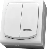 Ospel ŁNH-2NS/00 MADERA Hermetiškas žvakidės jungiklis su apšvietimu IP44 balta ŁNH-2NS/00