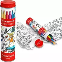 Caran d`Arche CARAN D'ACHE Swisscolor akvarelės markeriai, metaliniame tūbele, su spalvinimo knygele, 10 vnt., spalvų derinys