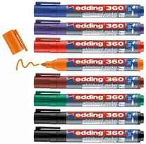 Žymeklių baltai lentai rinkinys Edding 360, 1.5-3mm, apvaliu galiuku, 8 spalvos