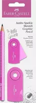 *Pieštukų rinkinys Faber-Castell Jumbo Sparkle, su drožtuku ir trintuku, rožinės spalvos