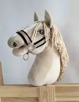 Super Hobby Horse Reguliuojamas kantaras hobi arkliukui – smėlio su juoda pūkine apdaila