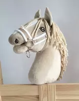 Super Hobby Horse Reguliuojamas kantaras hobi arkliukui A3 – smėlio su balta pūkine apdaila