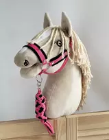 Super Hobby Horse Hobio žirgo kantaras ir pavadis – juoda ir tamsiai rožinė