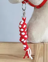 Super Hobby Horse Pavadėlis hobi arkliukui, dviguba virvė, baltai raudonas