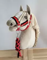 Super Hobby Horse Hobio žirgo kantaras A3 su juoda kailine apdaila ir pavadžiu