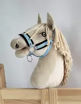 Super Hobby Horse Reguliuojamas kantaras hobi arkliukui, šviesiai mėlynas su juoda pūkine apdaila