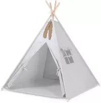 Vaikiška tipi palapinė su kilimėliu ir dekoratyvinėmis plunksnomis – pilka