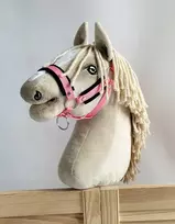 Super Hobby Horse Reguliuojamas kantaras hobi arkliukui A3 – rožinis su juoda pūkine apdaila