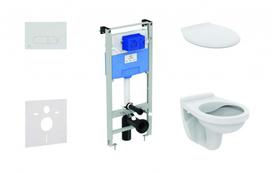 Ideal Standard ProSys 120M komplektas: pakabinamas WC Alpha Rimless su dangčiu, Oleas M1 mygtukas, chromas ProSys120M SP36 Neražo