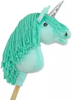 Super Hobby Horse Hobby Horse vienaragis ant lazdos mėtų spalvos su sidabriniu ragu