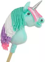 Super Hobby Horse Hobby Horse vienaragis lazdoje su spalvota karčiene ir sidabriniu ragu