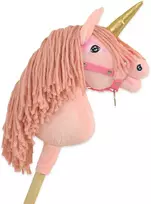 Super Hobby Horse Vienaragis ant lazdos Hobby Horse rožinis su auksiniu ragu