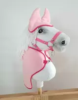 Super Hobby Horse Rinkinys hobby horse : šviesiai rožinis pledas ir ausinukai