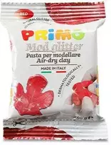 Molis su blizgučiais PRIMO, džiūstantis ore, raudonos spalvos, 250 g
