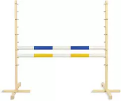 Super Hobby Horse Šuolių kliūtis Hobby Horse su dviem skersiniais, mėlyna geltona