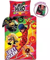 MCU Miraculous Ladybug ''Lucky Charm'' Sengetøj inkl. rygsæk, 100 bomuld