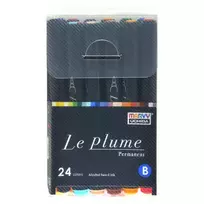 Marvy Uchida Permanentiniai markeriai teptukiniu antgaliu "Le Plume Permanent" #3000-24B 24 vnt.