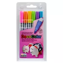 Marvy Uchida Markeriai įvairių paviršių dekoravimui Marvy Decocolor Paint Marker Fine #200-6C Hot Colors. 6vnt.
