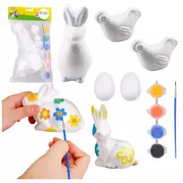 Lean Toys Rinkinys putplasčio dekoracijoms zuikiams dažyti 2 kiaušiniai 2 vištų dažai