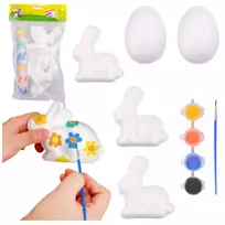Lean Toys Rinkinys putplasčio dekoracijoms dažyti 3 zuikiai 2 kiaušinių dažai