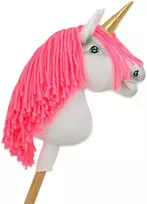 Super Hobby Horse Hobby Horse vienaragis ant lazdos su rožine karčiene ir auksiniu ragu