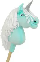 Super Hobby Horse Hobby Horse vienaragis ant lazdos mėtinės spalvos su balta karčiene