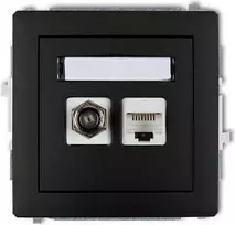 Karlik Vieno SAT antenos lizdas + vieno kompiuterio lizdai 1xRJ45 juodas kilimėlis (12DGFK)