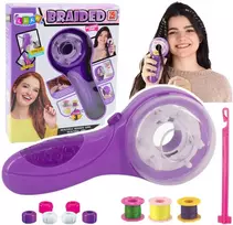 Lean Toys Plaukų pynimo rinkinys su pynimo mašinėle, siūlais ir gumelėmis
